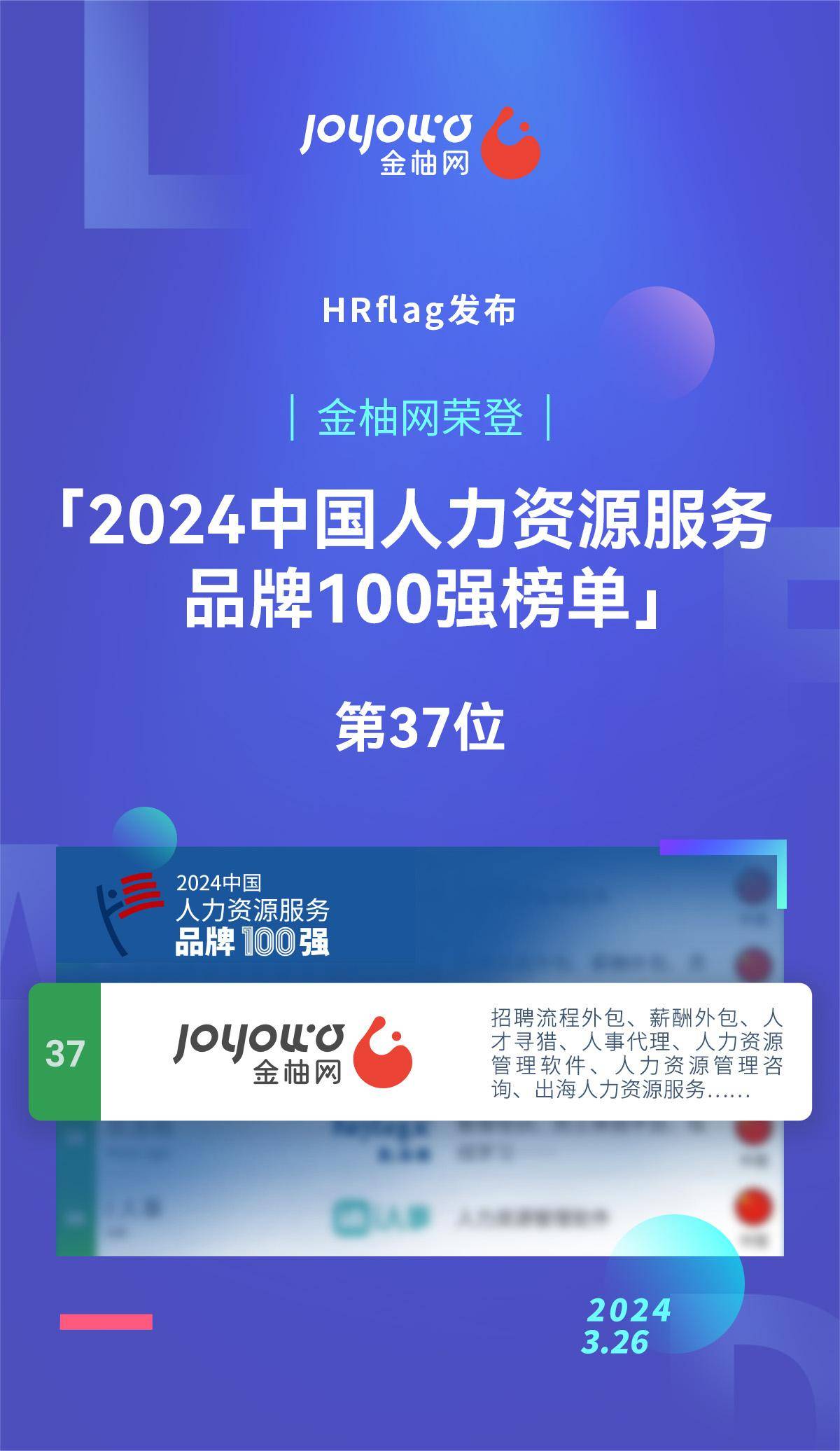 深耕人力资源服务领域金柚网荣登“HRflag2024中国人力资源服务品牌100强”榜单(图1)