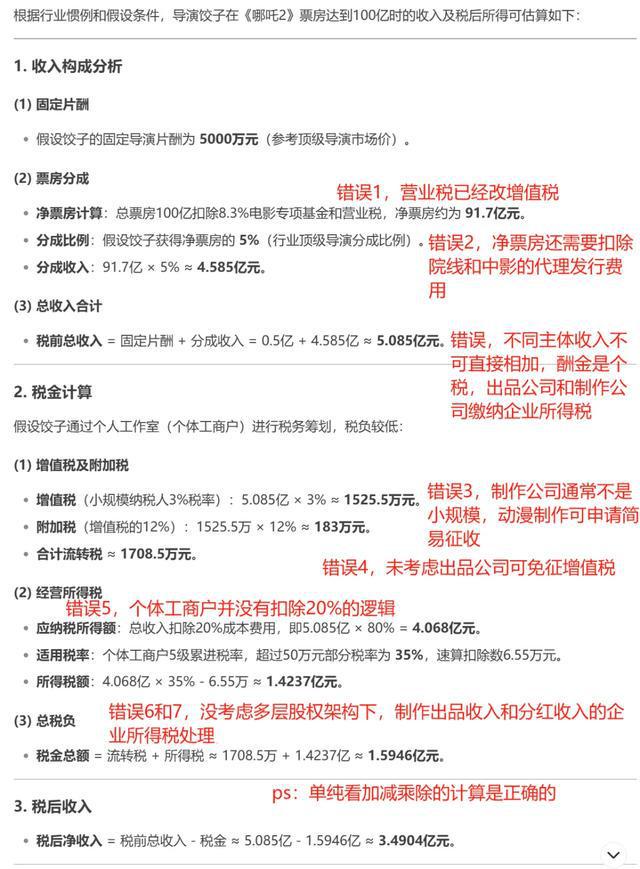 哪吒2票房获得影史第一DeepSeek揭秘导演饺子的税负竟如此高!(图5)