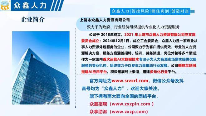 上饶市众鑫人力资源有限公司专业的人力资源服务商(图2)